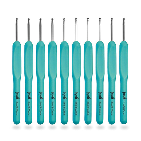 Crochet Hook Aluminium with Plastic Handle for Wool Work, Hand Knitted Sewing DIY Craft