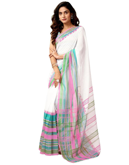 Vasthrlay Chanderi Printed Unstitched Blue Saree