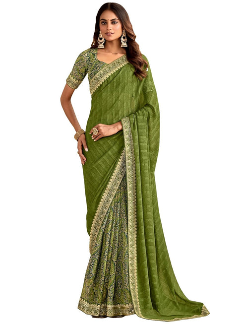 Vasthrlay Georgette Embroidered Unstitched Designer Ethnic Wear