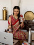 Vasthrlay Womens Printed Unstitched Red Saree