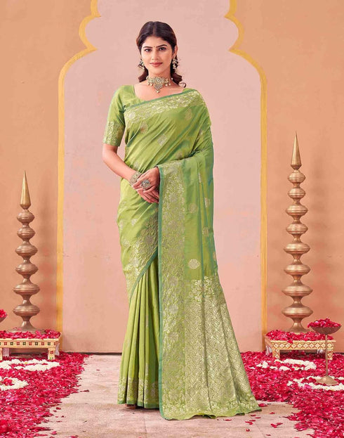 Vasthrlay Kanjivaram Jacquard Unstitched Mustard Saree