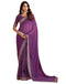 Vasthrlay Georgette Embroidery Purple Saree With Unstitched Blouse Piece