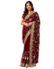 Vasthrlay Georgette Embroidery Dusty Teal Blue Saree With Unstitched Blouse Piece