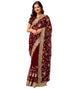 Vasthrlay Georgette Embroidery Unstitched Maroon Saree