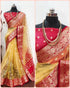 Vasthrlay Organza Golden Traditional Pinkpink