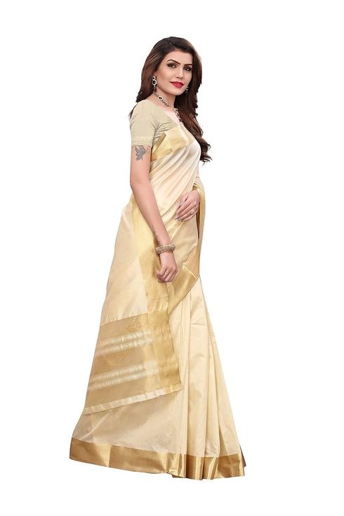 Vasthrlay Kerala Crismistmas Free Size Off White Ethnic Wear