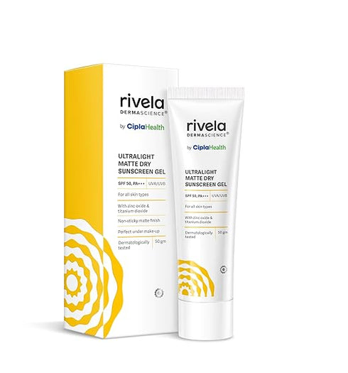 Rivela Dermascience By Cipla Ultralight Matte Sunscreen Gel | SPF 50, PA+++