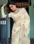 Vasthrlay Womens Printed Unstitched Light Green Saree