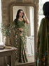 Vasthrlay Multicolour Floral Linen Saree With Solid Black Unstitched Blouse