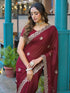 Vasthrlay Georgette Embroidery Rama Saree