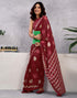 Vasthrlay Womens Printed Dark Red Saree With Unstitched Blouse Piece