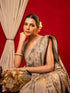 Vasthrlay Vichitra Printed Dark Beige Saree With Unstitched Blouse Piece