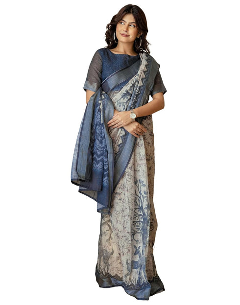 Vasthrlay Womens Printed Minute Green Saree