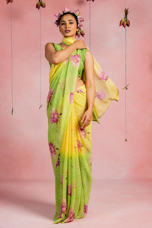 Vasthrlay Fashion Georgette Floral Printed Ethnic Wear