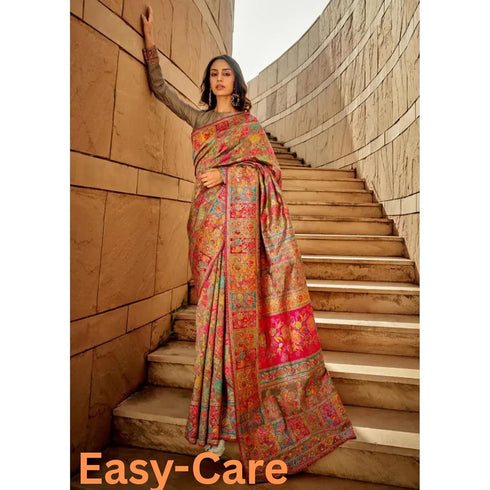 Vasthrlay Women's Kasamiri Designer Unstitched Saree