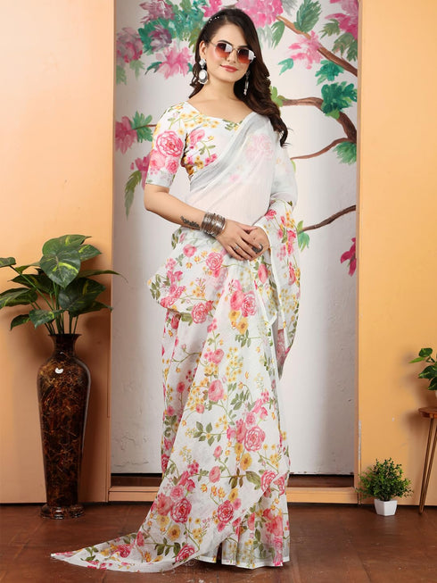 Vasthrlay Botanical Printed Unstitched Ethnic Wear