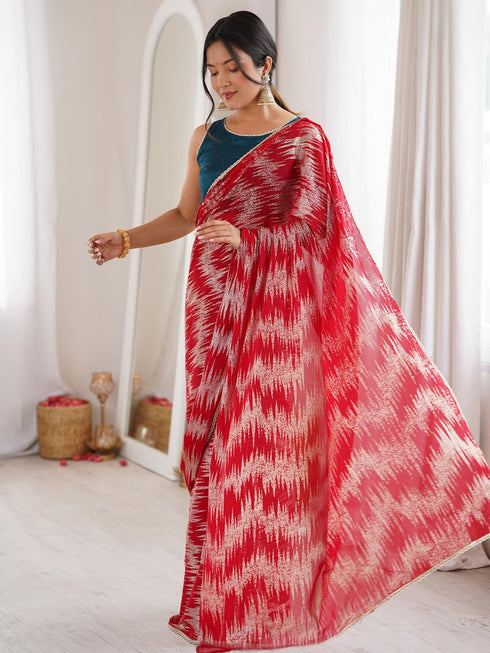 Vasthrlay Georgette Embroidered Unstitched Fl Ethnic Wear