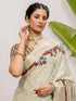 Vasthrlay Weaving Printed Off White Off White Saree