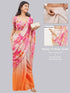 Vasthrlay Peach Pink Multi Print Design Linen Ready To Wear Saree For Women