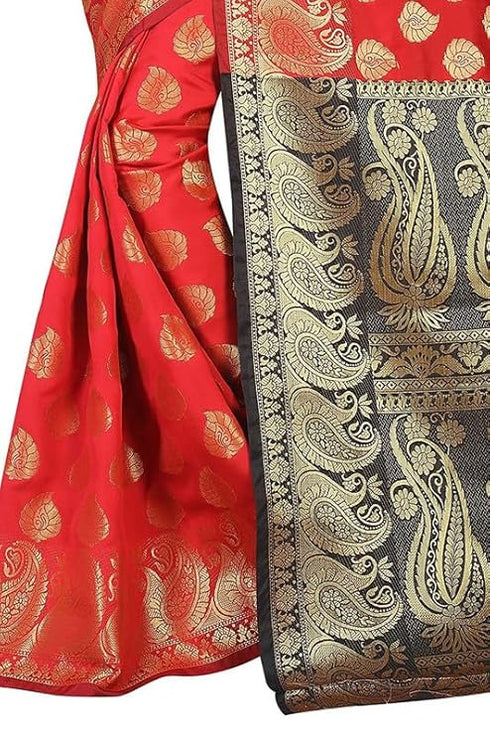 Vasthrlay Banarasi Red Black Ethnic Wear