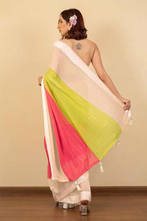 Vasthrlay Fashion Georgette Geometric Green Ethnic Wear