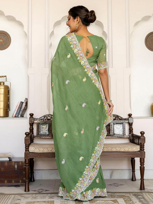 Vasthrlay Sequins Embroidery Black Saree