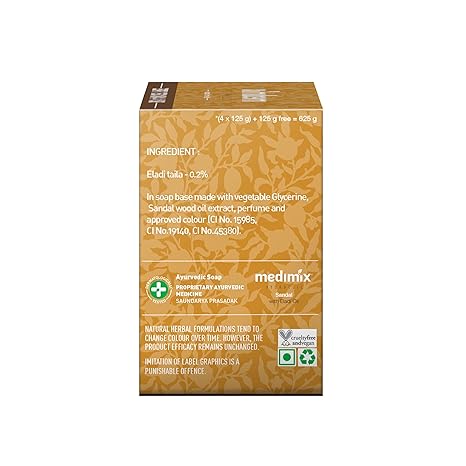 Medimix Ayurvedic Sandal Bathing Soap Bar With Eladi Oil 125Gm