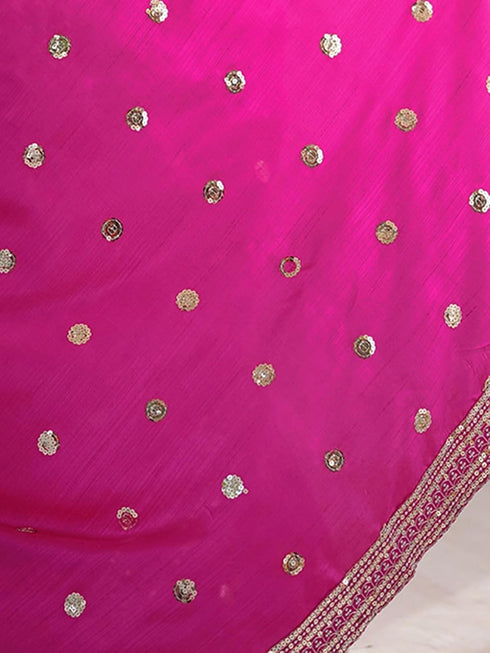 Vasthrlay Sequins Embroidery Olive Saree