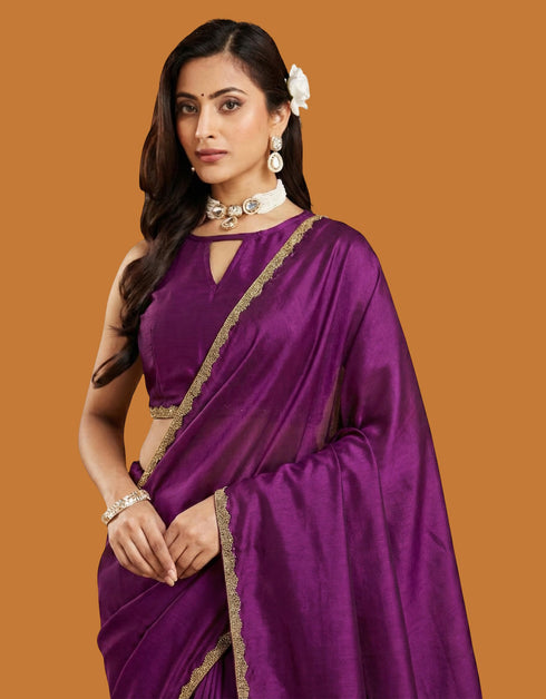 Vasthrlay Purple Decorative Unstitched Saree