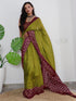 Vasthrlay Womens Printed Unstitched Green Saree