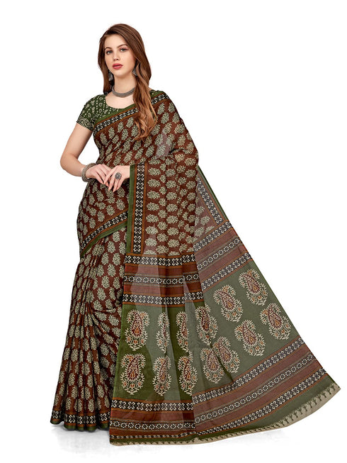 Vasthrlay Cotton Printed Mulmul Saree