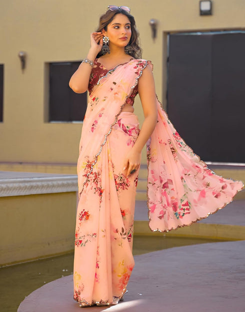 Vasthrlay Georgette Weaving Unstitched Red Saree