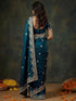 Vasthrlay Scalloped Embroidery Unstitched Dark Green Saree