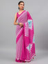 Vasthrlay Pink Floral| Solid| Striped Design Georgette Saree With Unstitched Blouse Piece