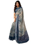 Vasthrlay Womens Cotton Printed Grey Saree With Unstitched Blouse Piece