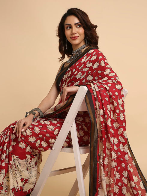 Vasthrlay Lightweight Breathable Traditional Printed Saree