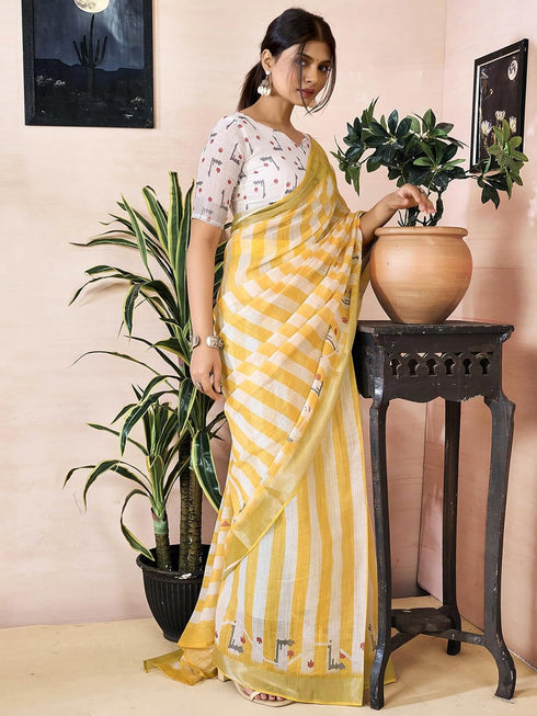 Vasthrlay Womens Printed Unstitched Purple Saree