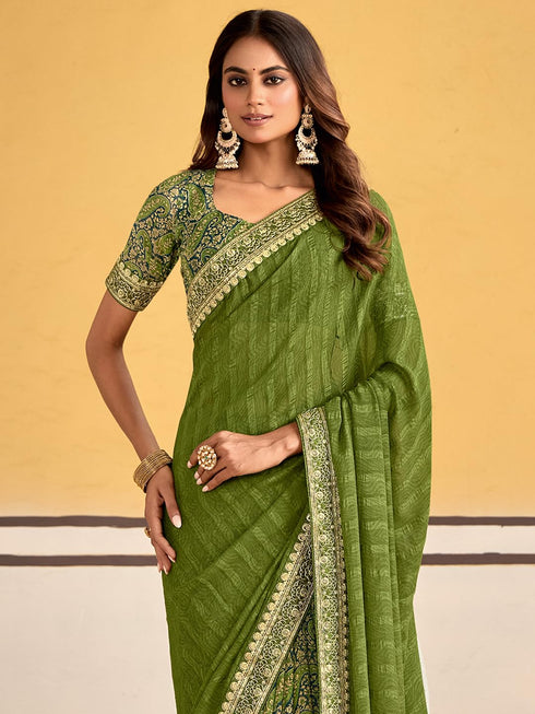 Vasthrlay Georgette Embroidered Unstitched Designer Ethnic Wear