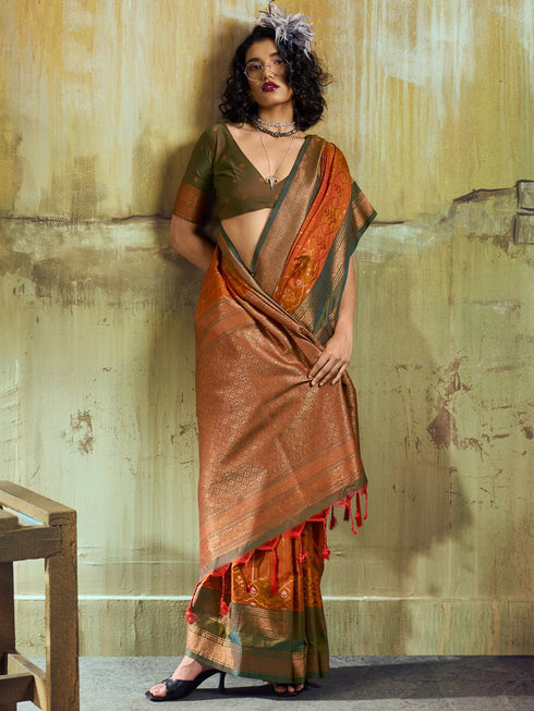 Vasthrlay Striped Tassels Unstitched Designer Ethnic Wear