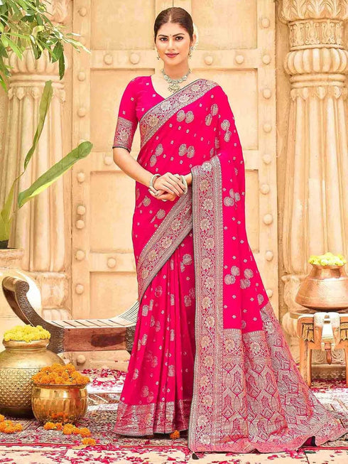 Vasthrlay Womens Banarasi Unstitched Mauve Saree