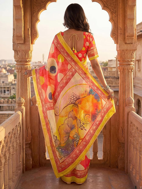 Vasthrlay Printed Peach1 Saree