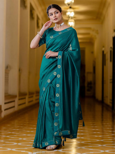 Vasthrlay Womens Unstitched Blouse Dark Green Saree