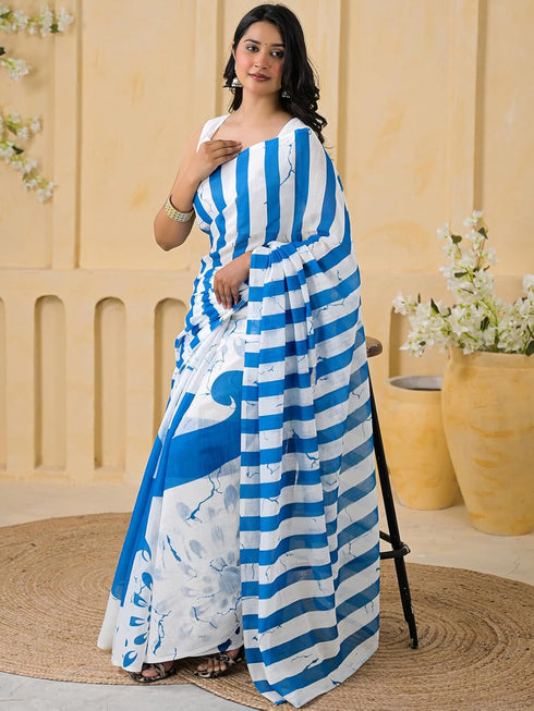 Vasthrlay Womens Printed Unstitched Peach Saree
