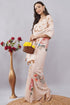 Vasthrlay Off White2 Womens Rose Botanical Printed Linen Saree With Self Woven Border And Unstitched Blouse Piece