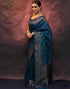Vasthrlay Banarasi Kanjivaram Unstitched Teal Saree