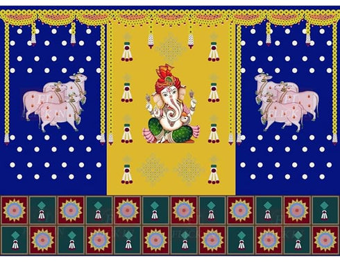 FLICK IN 1 Pc Ganpati Ganesha Backdrop Cloth
