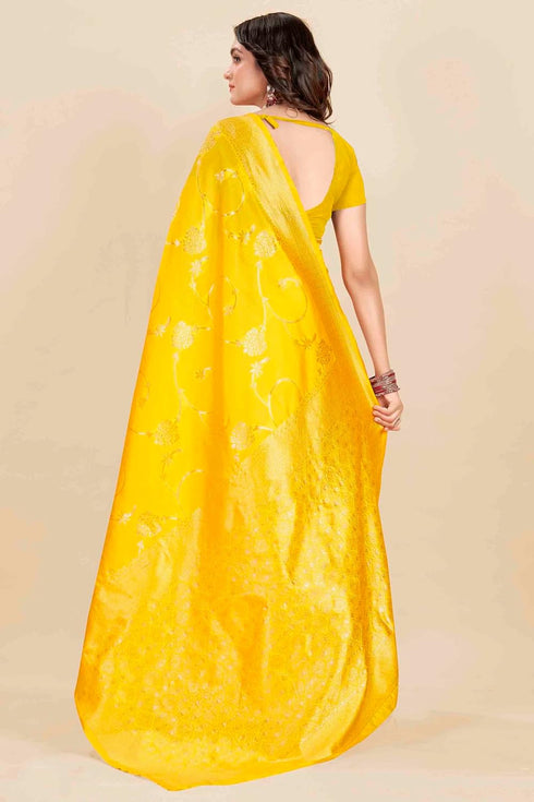 Vasthrlay Wedding Yellow Saree