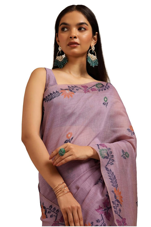 Vasthrlay Lavender Chanderi Floral