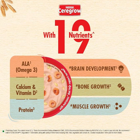 Ceregrow No Refined Sugar | Multigrain, Milk & Fruits Cereal | Sachets