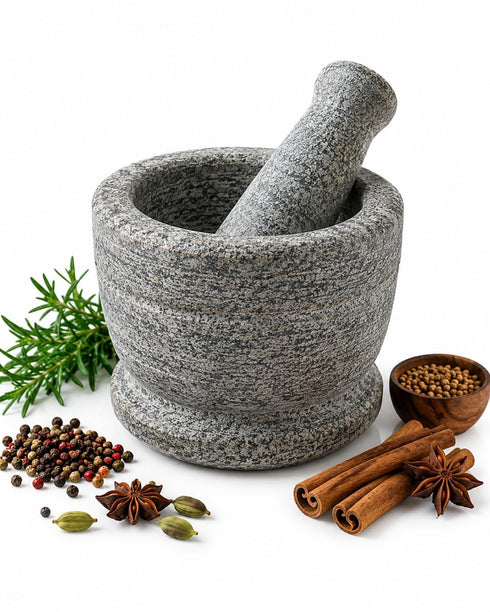 Heavy Duty Large Mortar and Pestle Set for Spices | Silbatta for Chutney